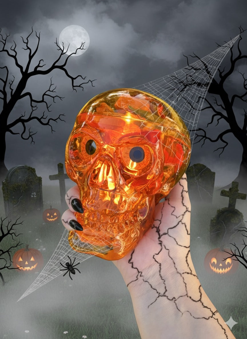 Tête de mort remplie de bonbon